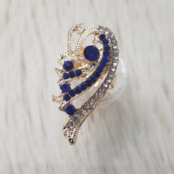 Gold Blue Butterfly Ring  - Picture 1 of 3